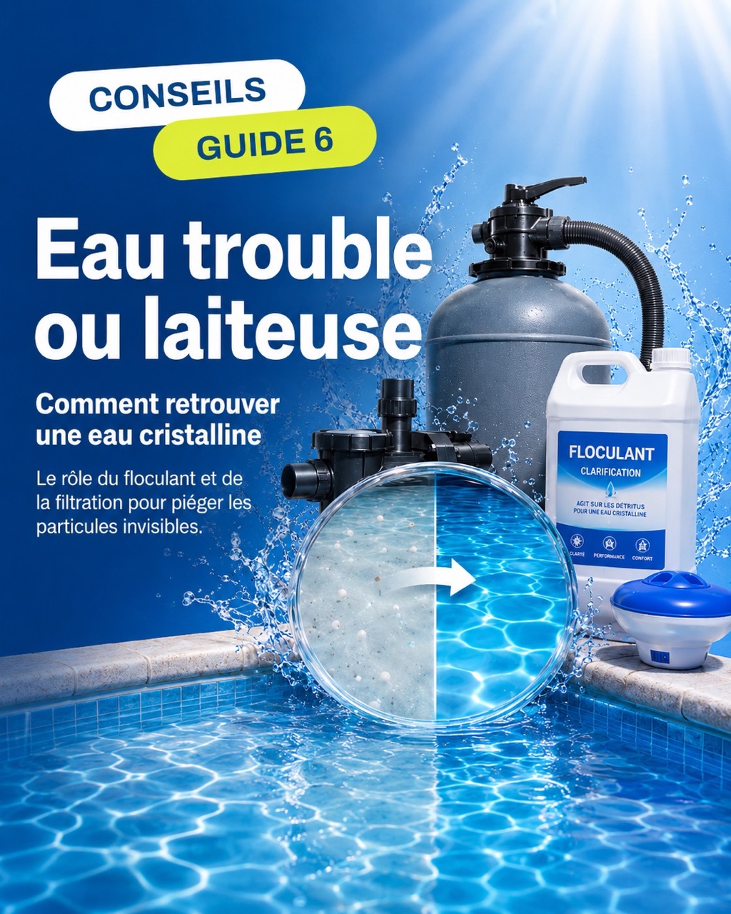 Guide piscine : retrouver une eau cristalline après une eau trouble ou laiteuse