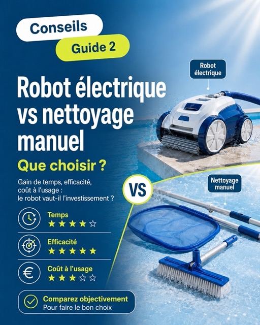 Comparatif entre robot électrique et nettoyage manuel pour entretenir une piscine
